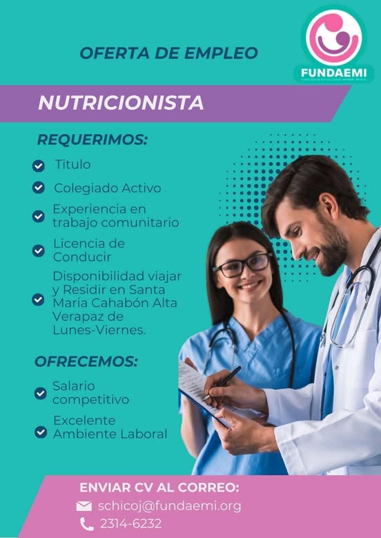 Oferta laboral para Nutricionista para Fundaemi