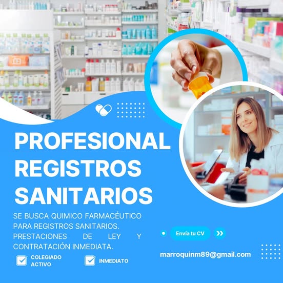 Oferta laboral para Químico (a) Farmacéutico (a)