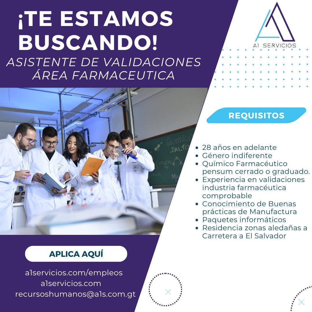 Oferta laboral para Químico (a) Farmacéutico (a)