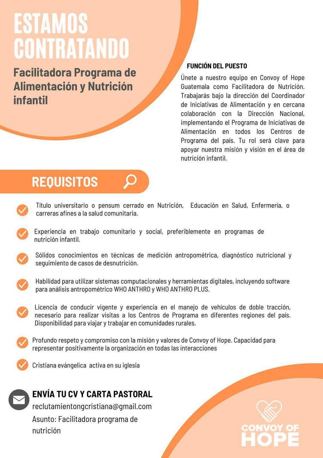 Oferta laboral para Nutricionista