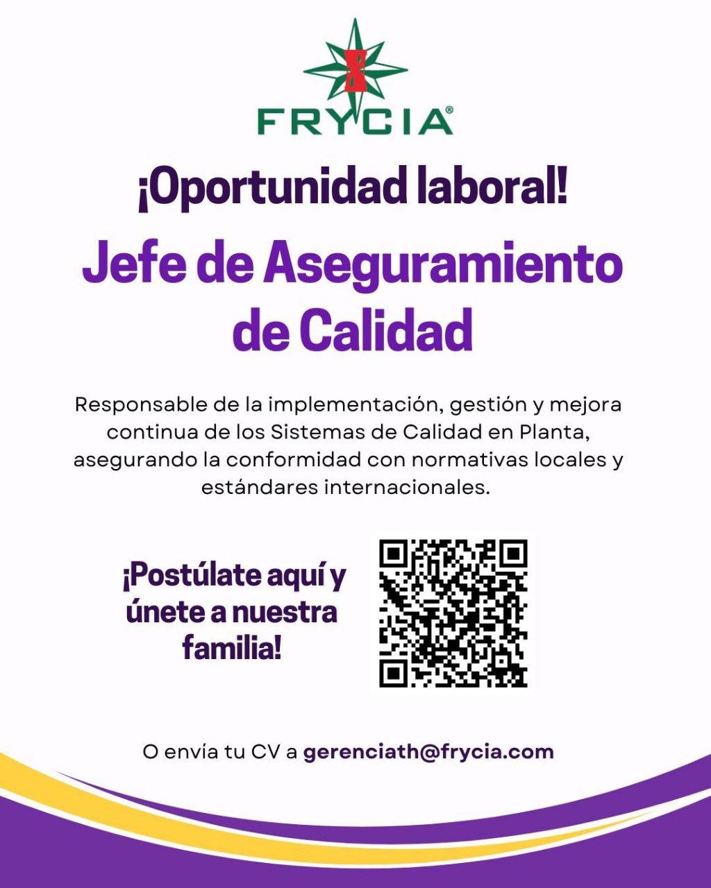 Oferta laboral para Químico (a) Farmacéutico (a)