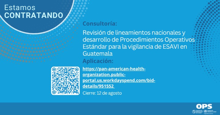 Oferta laboral para consultoría sobre vigilancia de ESAVI en Guatemala