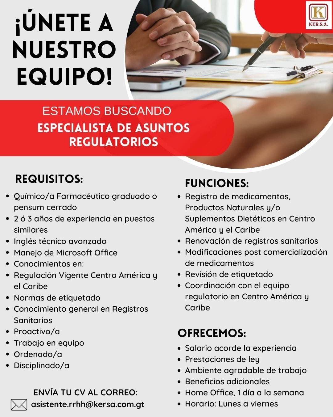 Oferta laboral para Químico (a) Farmacéutico (a)