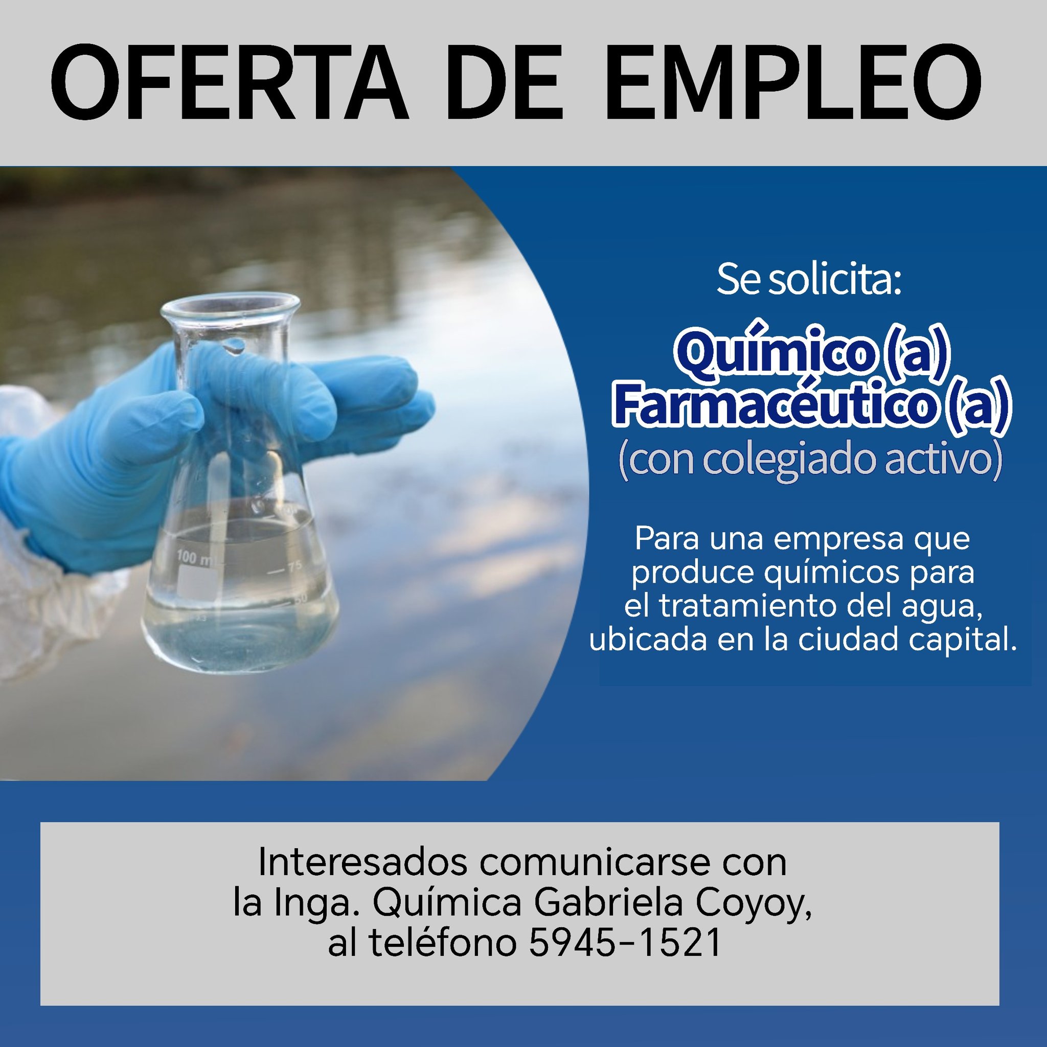 Oforta laboral para Químico (a) Farmacéutico (a)