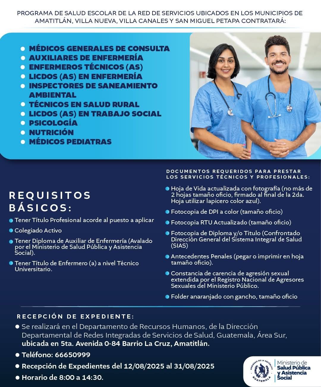 Oferta laboral para Nutricionista para programa de salud escolar del Minsiterio de Salud