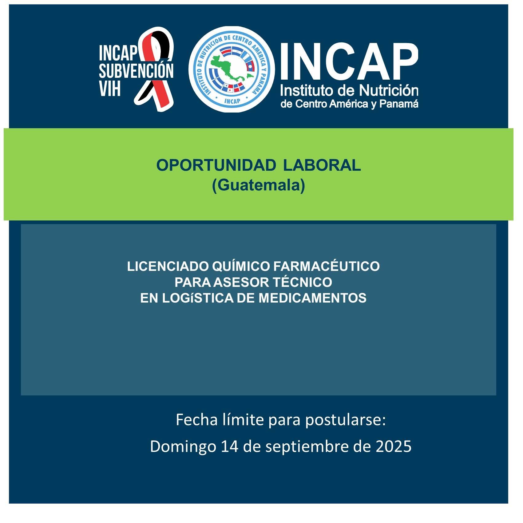 Oferta laboral para Químico (a) Farmacéutico (a) para Asosoría Técnica de Logistica de Medicamentos
