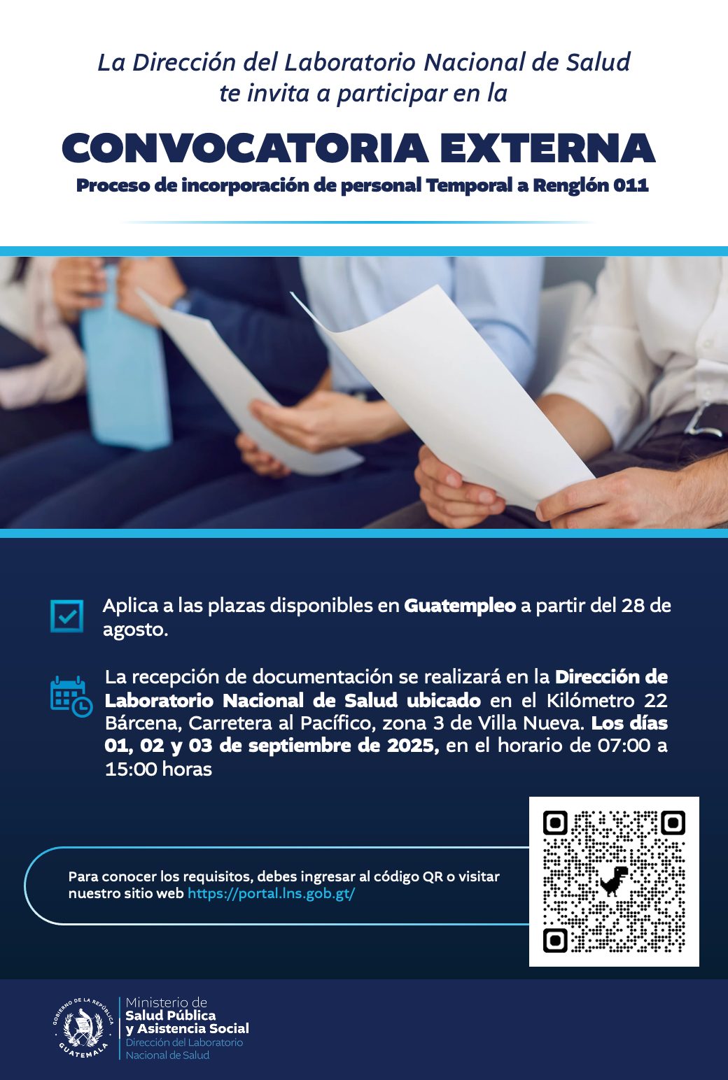 Oferta laboral para Químico (a) para el Laboratorio Nacional de Salud