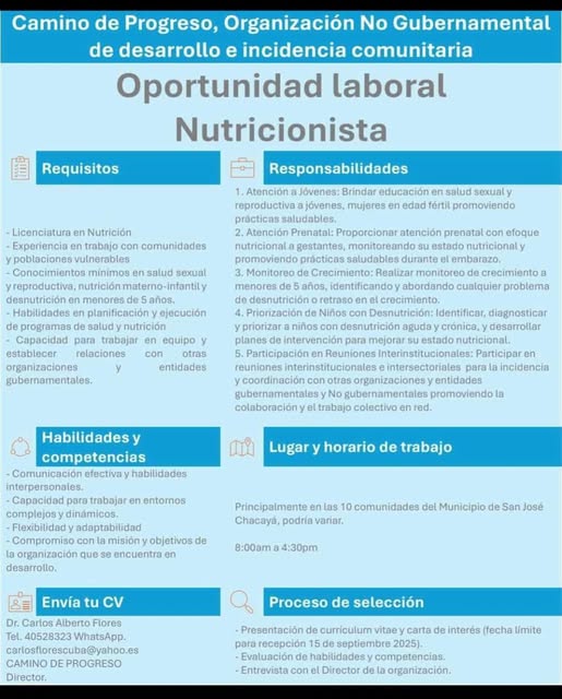 Oferta laboral para Nutricionista