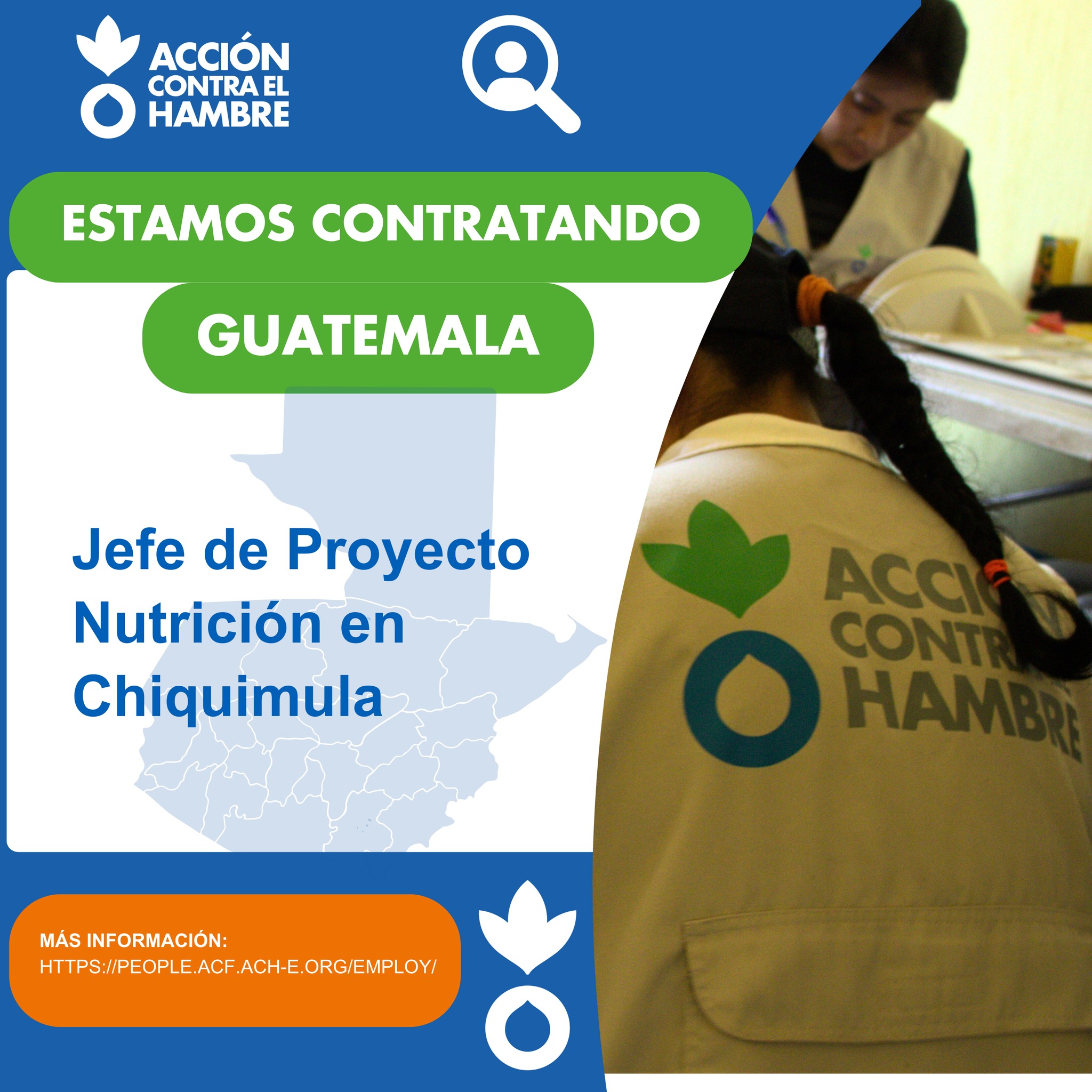 Oferta laboral para Nutricionista para Jefe de Proyecto de Nutrición en Chiquimula