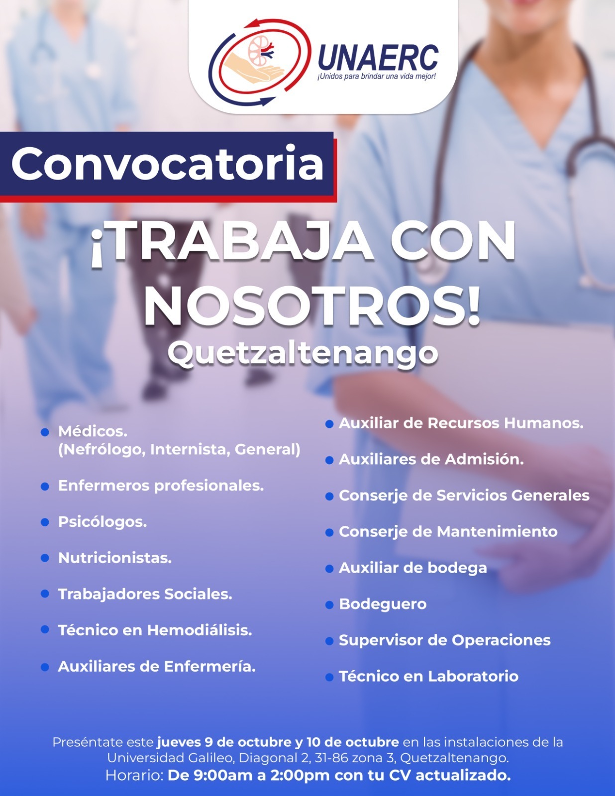 Oferta laboral para Nutricionista para UNAERC