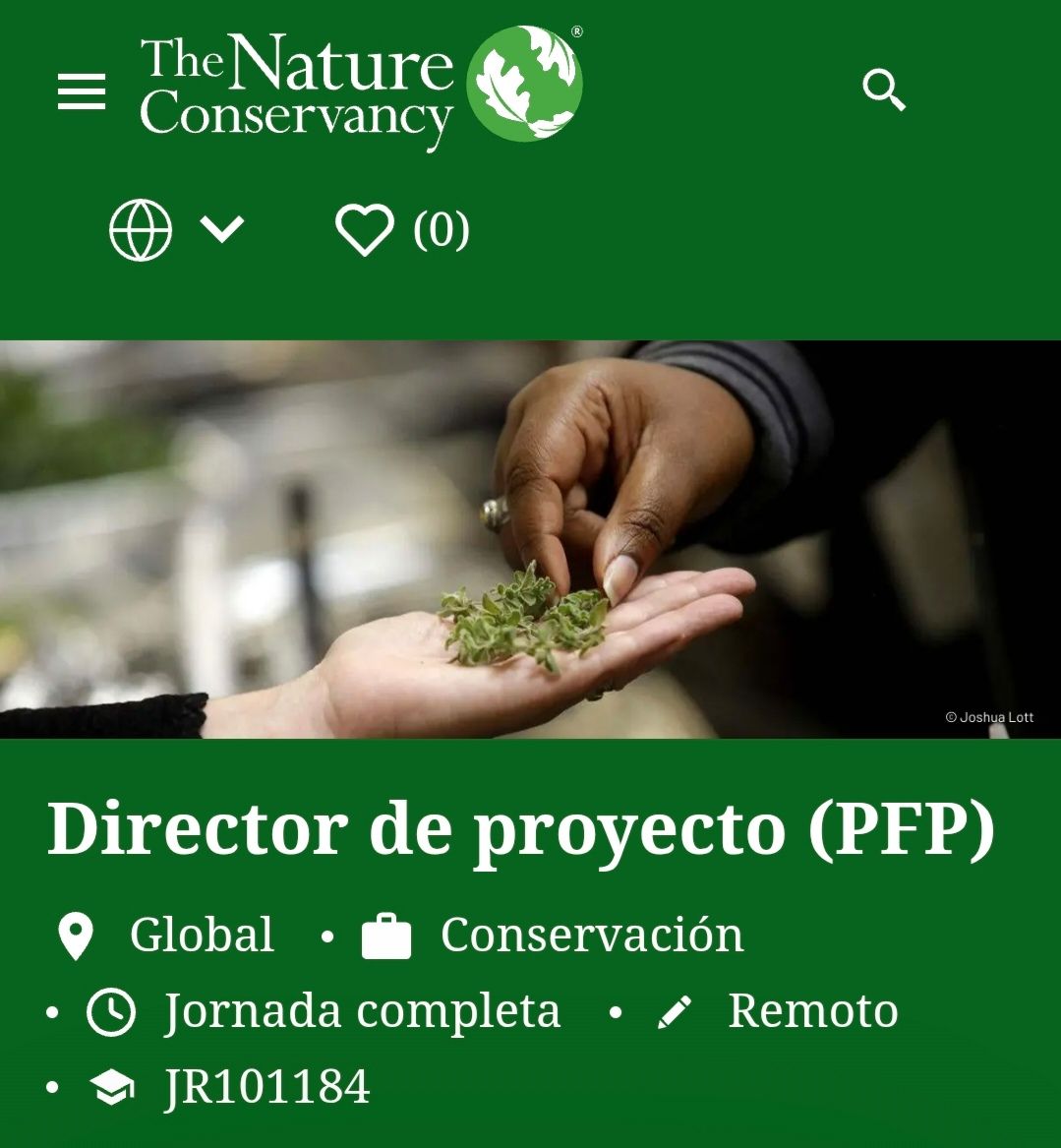 Oferta laboral para Biólogo (a) para director de proyecto de TNC