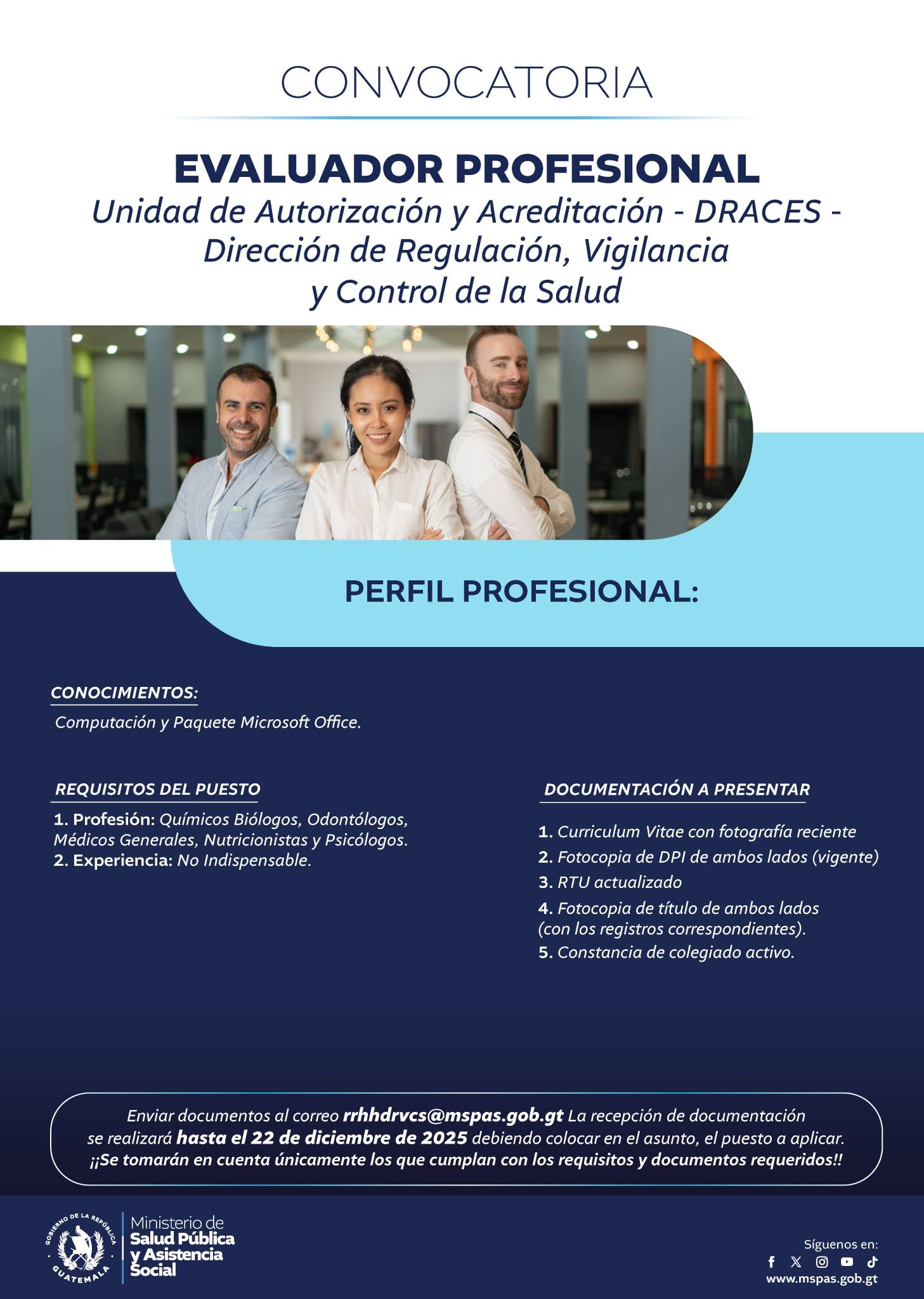 Oferta laboral para Químico (a) Biólogo (a) o Nutricionista para evaluador profesional