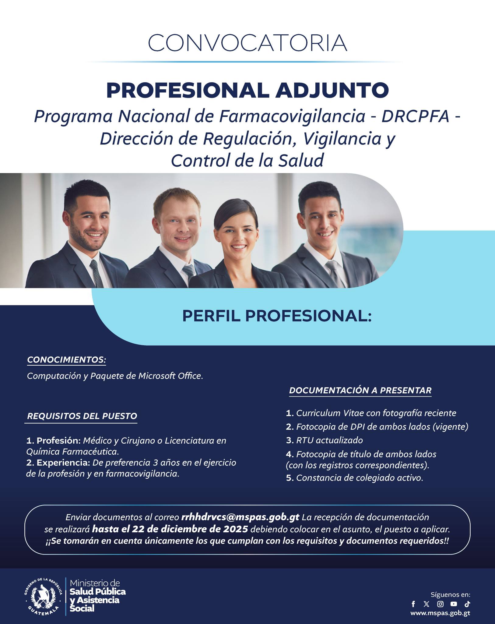 Oferta laboral para Químico (a) Farmacéutico (a) para profesional adjunto