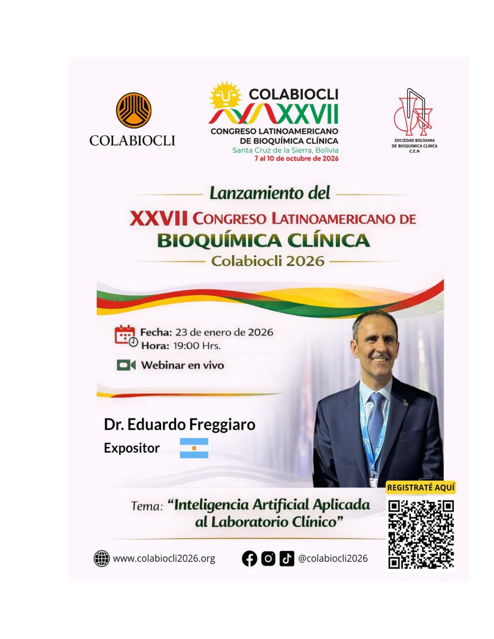 LANZAMIENTO DEL CONGRESO LATINOAMERICANO DE BIOQUÍMICA CLÍNICA