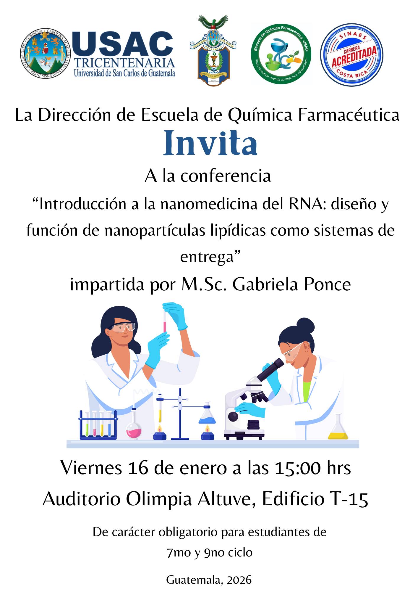 Conferencia «Introducción a la nanomedicina del RNA: diseño y función de nanopartículas lipídicas como sistemas de entrega»