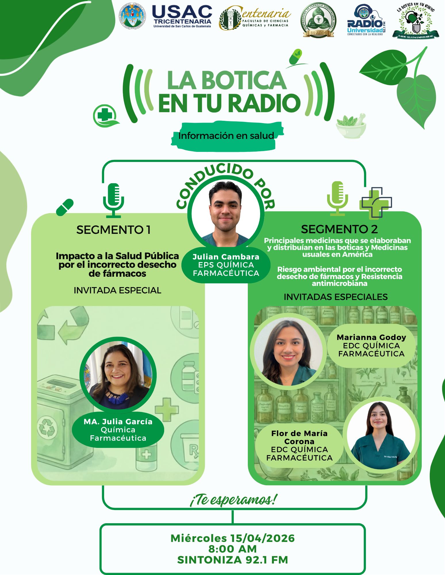 Programa la Botíca en tu Radio «Impacto a la Salud Pública por el incorrecto Desecho de Fármacos»