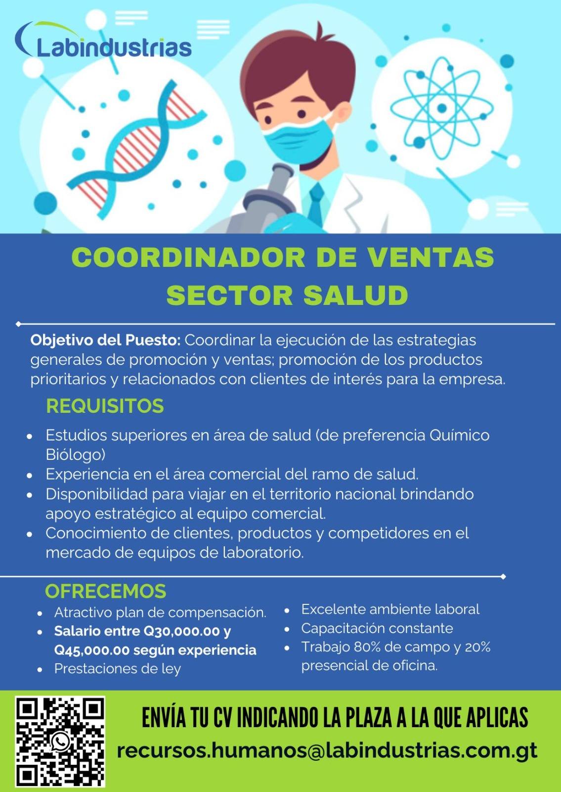 OFERTA LABORAL PARA QUÍMICO (A) BIÓLOGO (A)