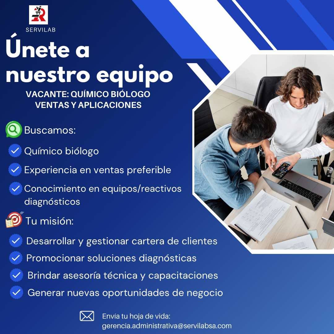 OFERTA LABORAL PARA QUÍMICO (A) BIÓLOGO (A)