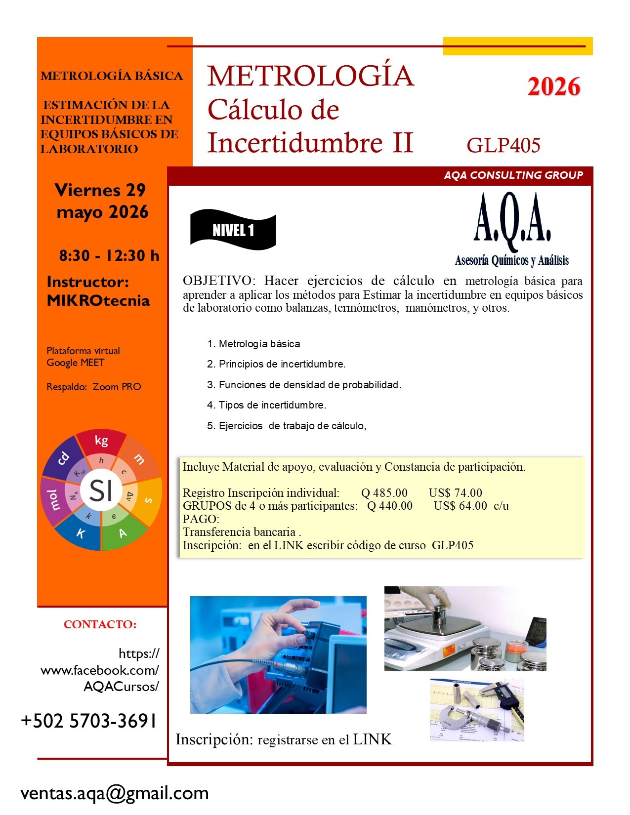 Curso: «Metrología. Cálculo de Incertidumbre II»