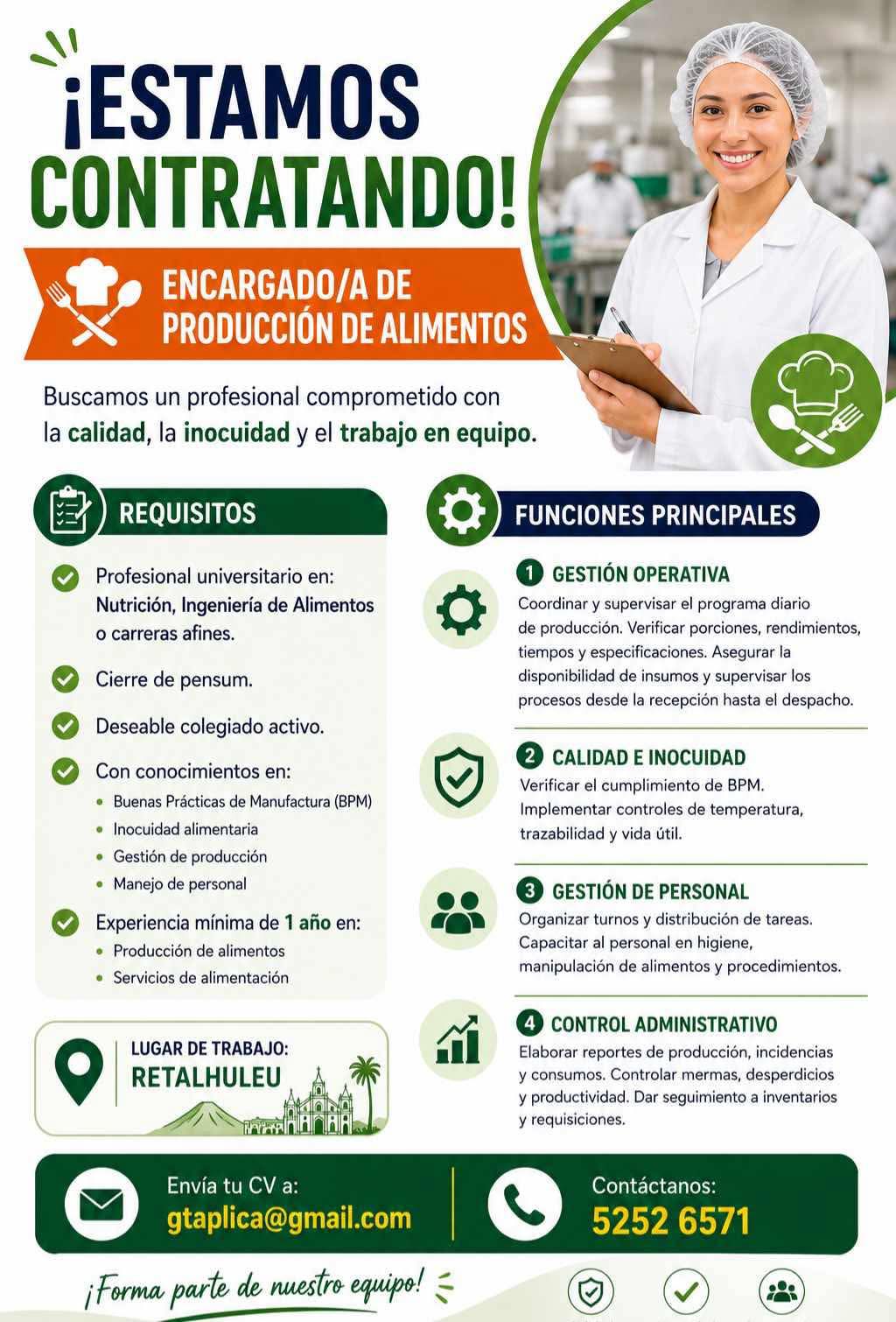 OFERTAS LABORAL PARA NUTRICIONISTA