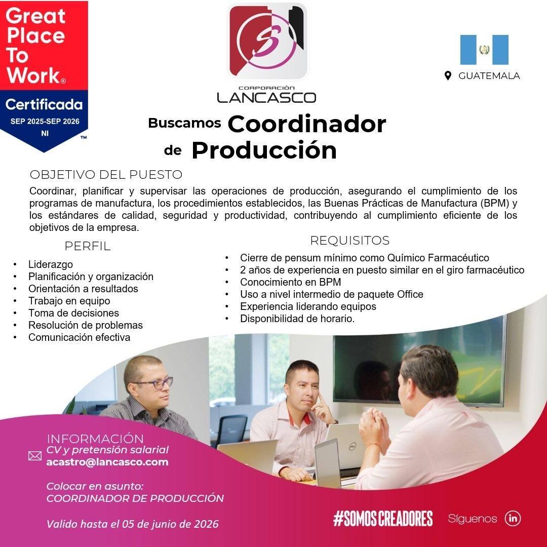 OFERTA LABORAL PARA QUÍMICO (A) FARMACÉUTICO (A)