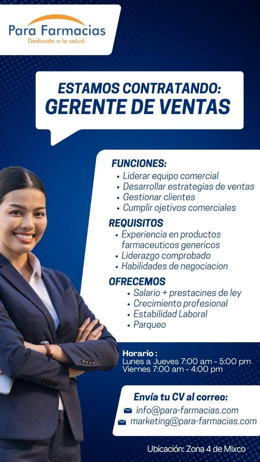 OFERTA LABORAL PARA QUÍMICO (A) FARMACÉUTICO (A)