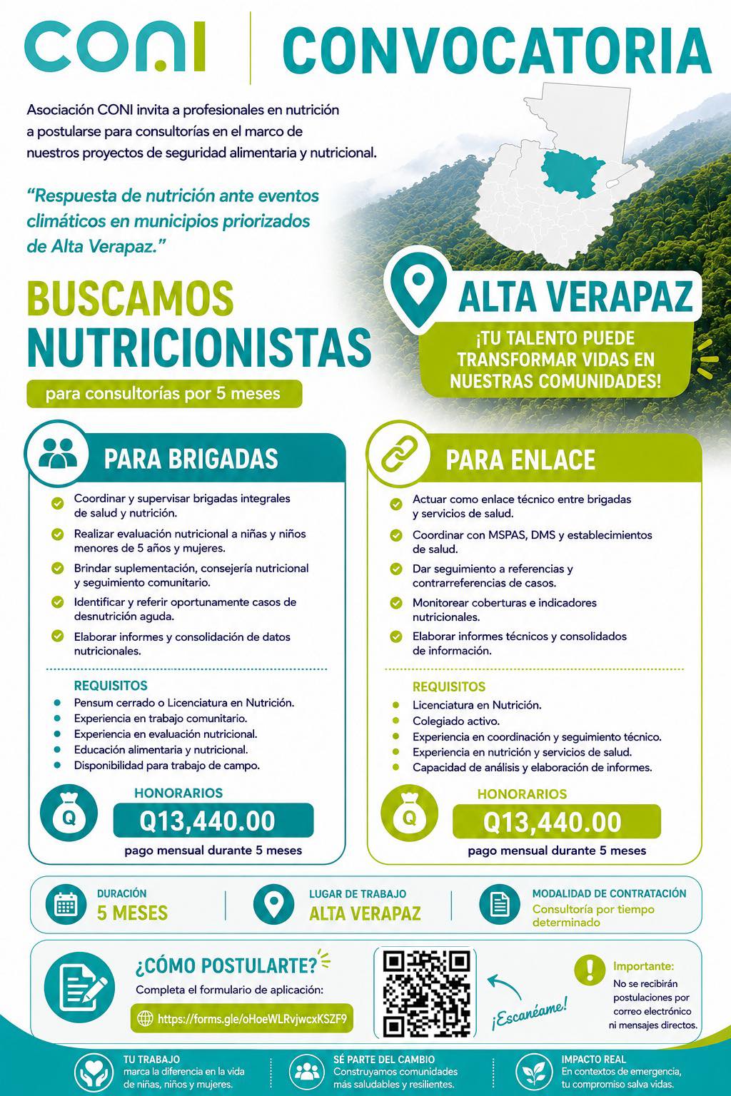 OFERTA ELECTORAL PARA NUTRICIONISTAS EN ALTA VERAPAZ
