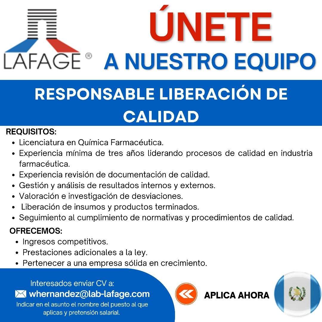 OFERTA LABORAL PARA QUÍMICO (A) FARMACÉUTICO (A)