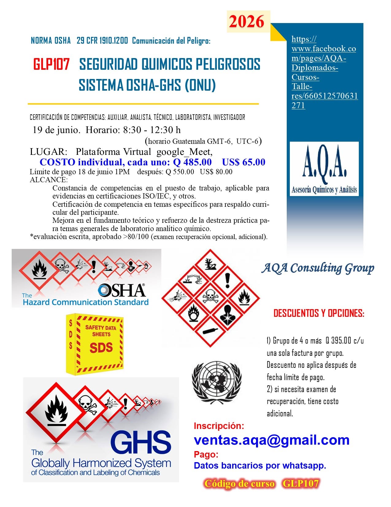 Curso: Seguridad Químicos Peligrosos. Norma OSHA HazCom 29 CRF 1910.1200 sistema GHS