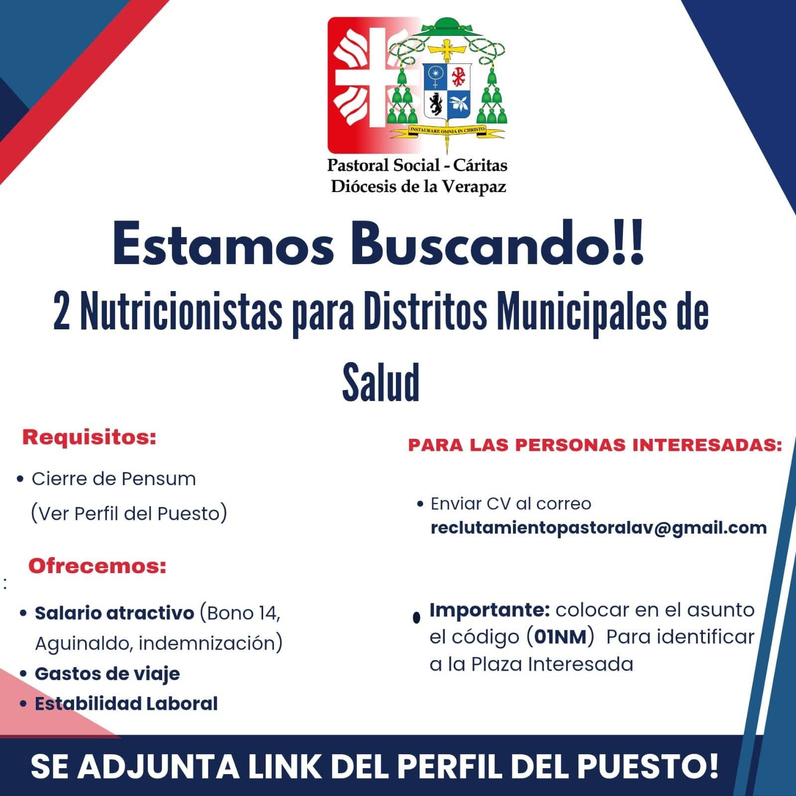 OFERTA LABORAL PARA NUTRICIONISTAS