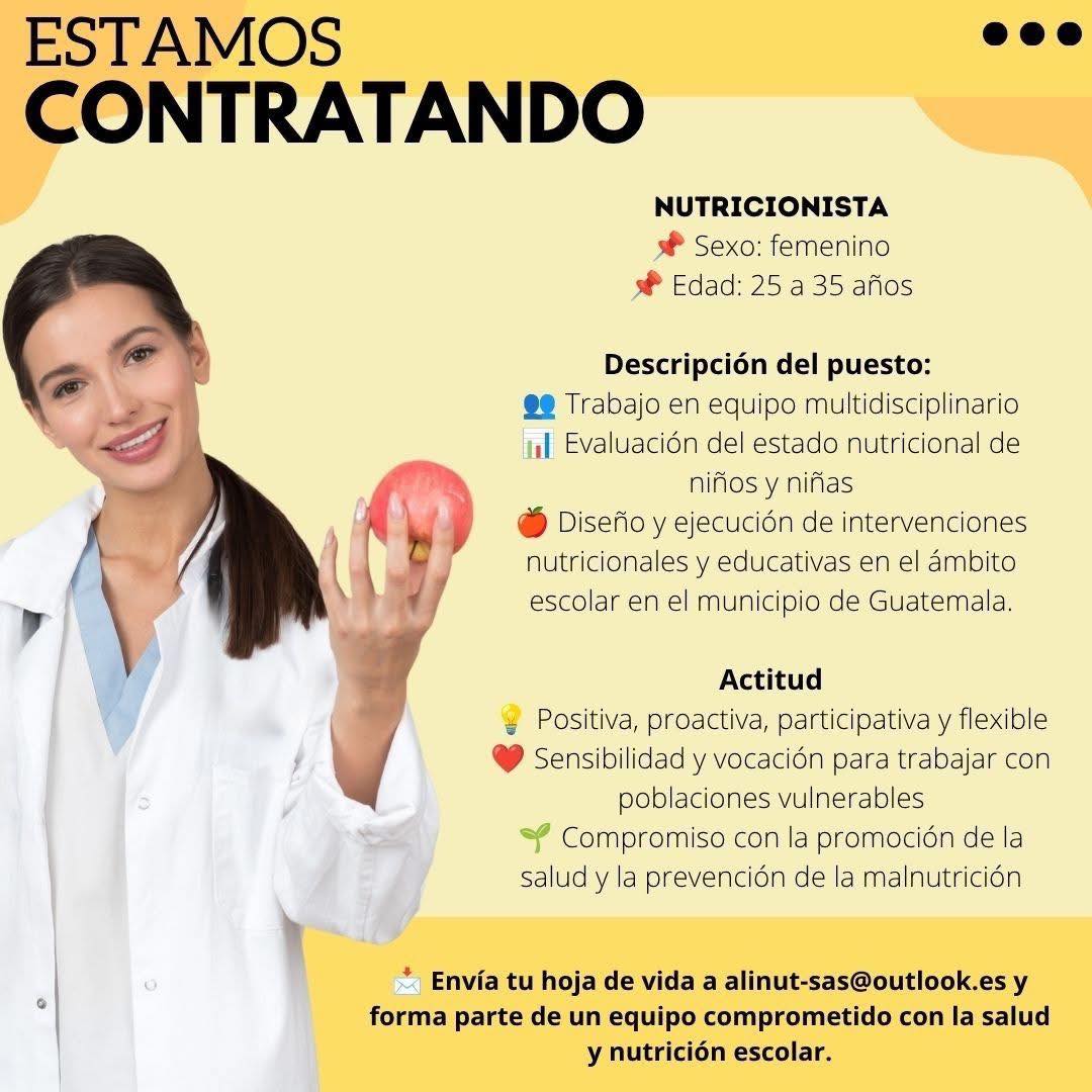 OFERTA LABORAL PARA NUTRICIONISTA