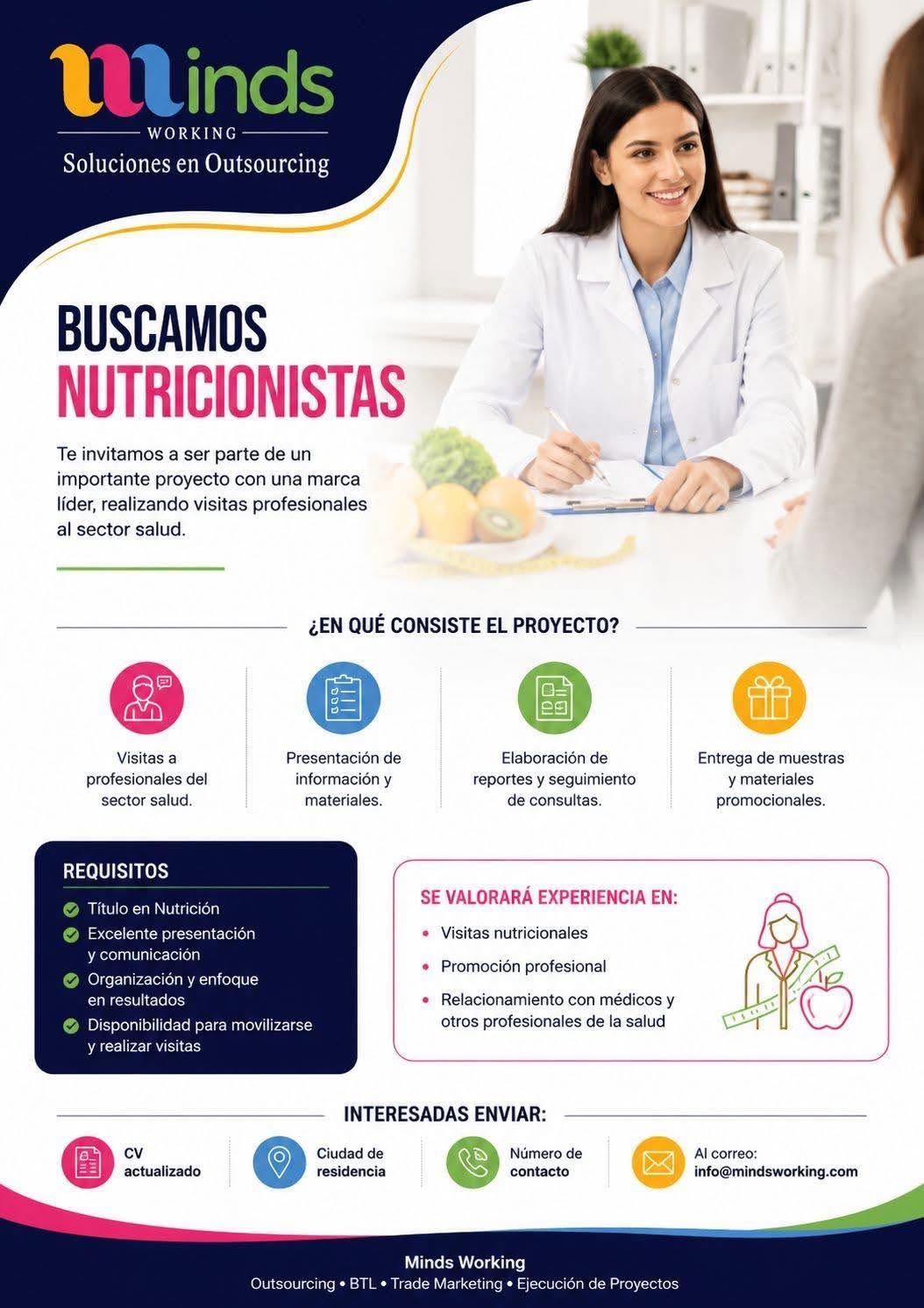 OFERTA LABORAL PARA NUTRICIONISTA