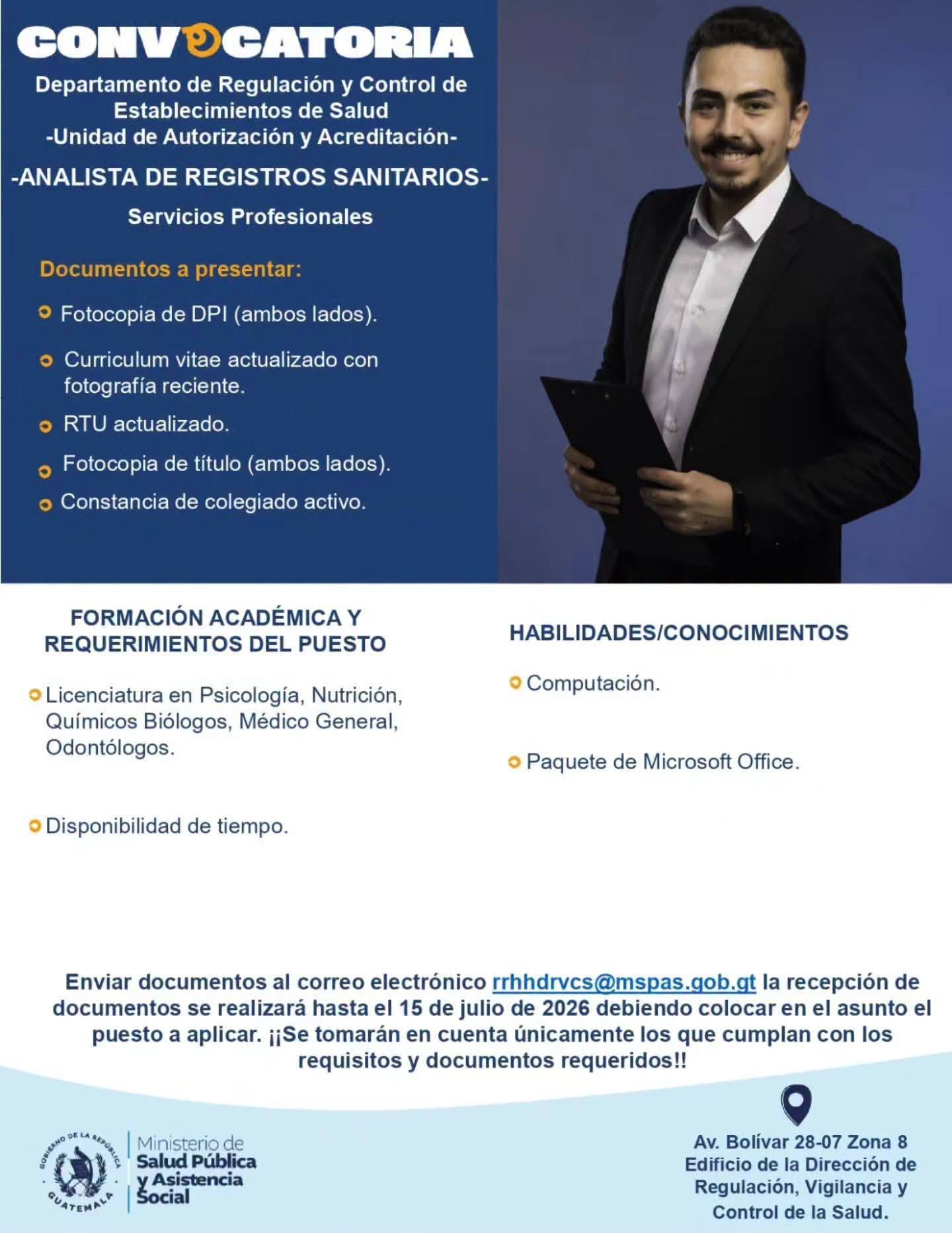 OFERTA LABORAL PARA QUÍMICO (A) BIÓLOGO (A) O NUTRICIONISTA