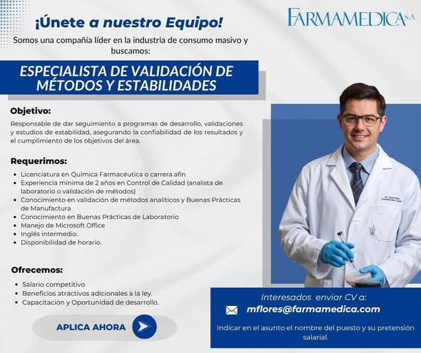 OFERTA PARA QUÍMICO (A) FARMACÉUTICO (A)