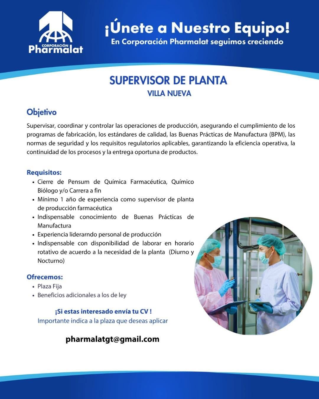 OFERTA LABORAL PARA QUÍMICO (A) FARMACÉUTICO (A) O QUÍMICO (A) BIÓLOGO (A)