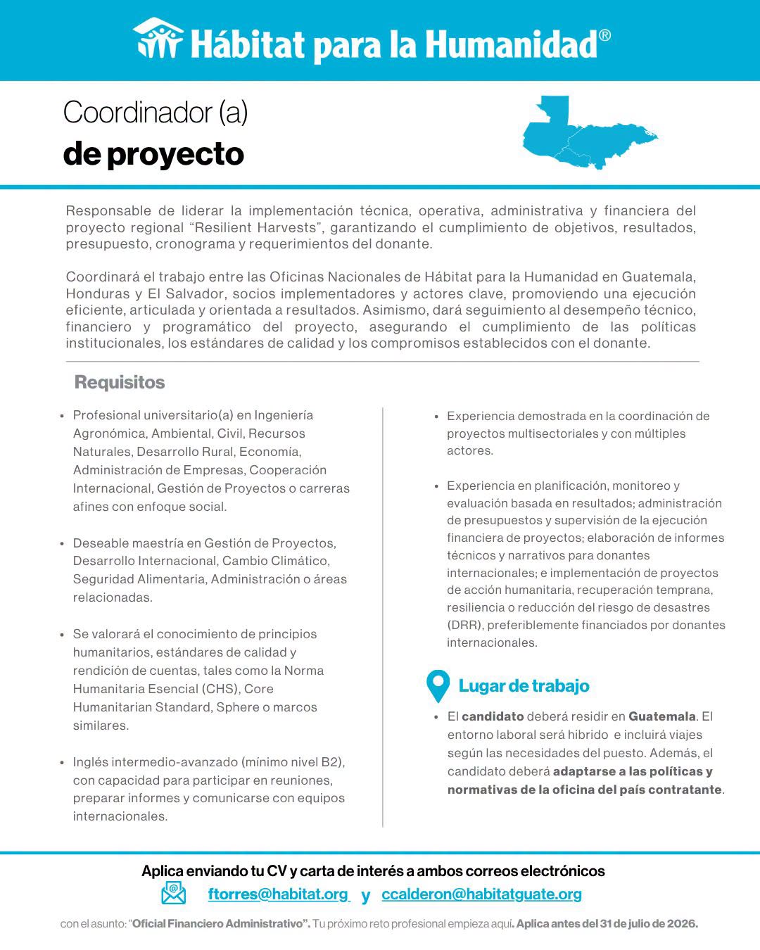 OFERTA LABORAL PARA BIÓLOGO (A)