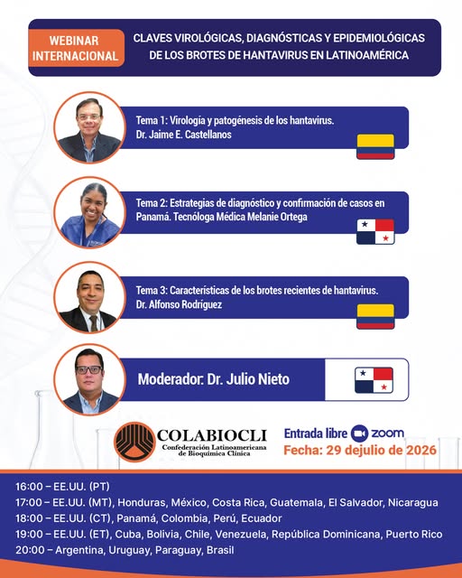WEBINAR INTERNACIONAL «CLAVES VIROLÓGICAS, DIAGNÓSTICAS Y EPIDEMIOLÓGICAS DE LOS BROTES DE HANTAVIRUS EN LATINOAMÉRICA»