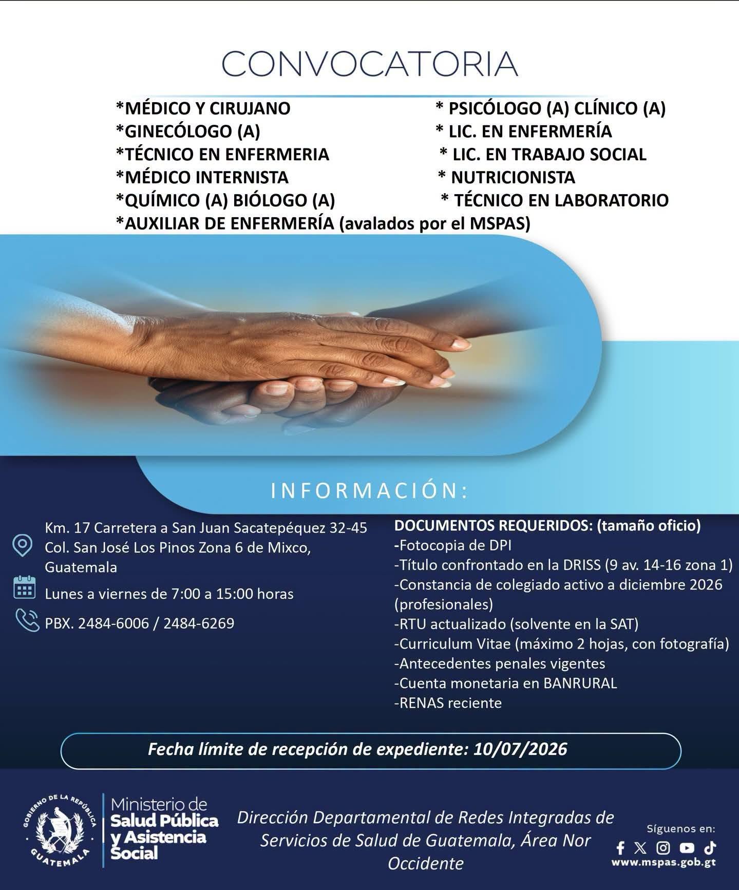 OFERTA LABORAL PARA QUÍMICO (A) BIÓLOGO (A) Y NUTRICIONISTA
