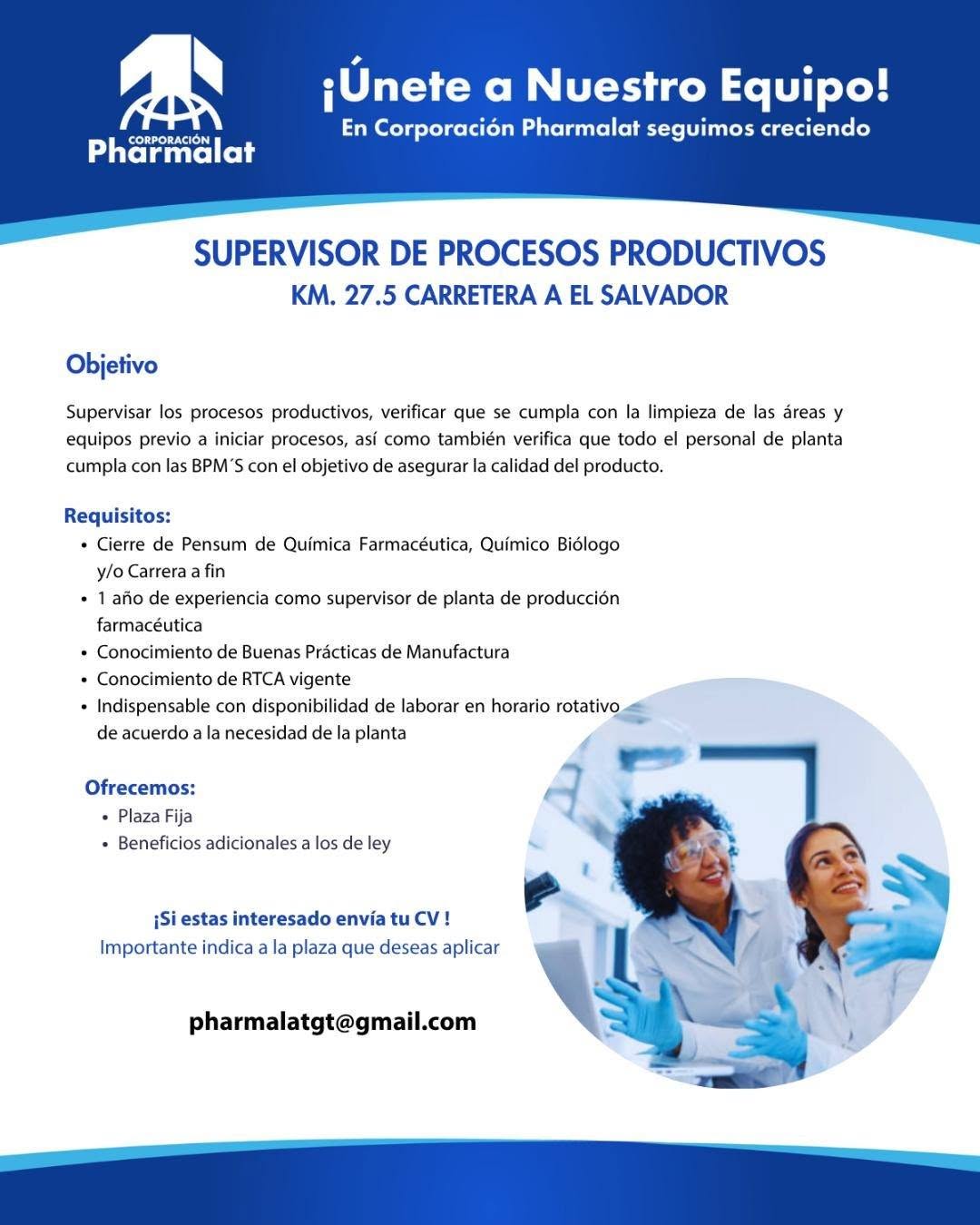 OFERTA LABORAL PARA QUÍMICO (A) FARMACÉUTICO (A) O QUÍMICO (A) BIÓLOGO (A)