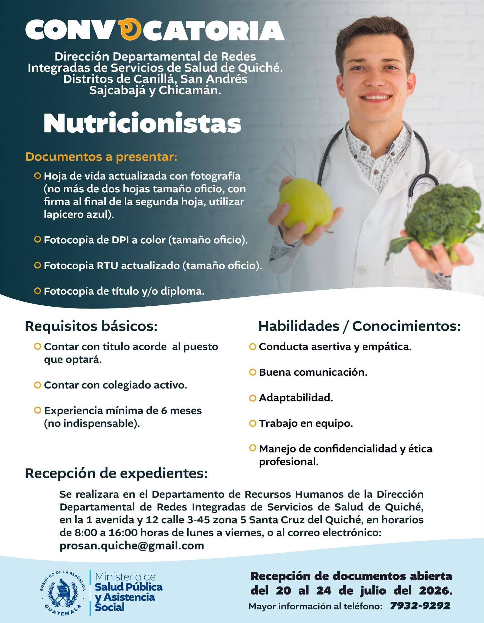 OFERTA LABORAL PARA NUTRICIONISTA