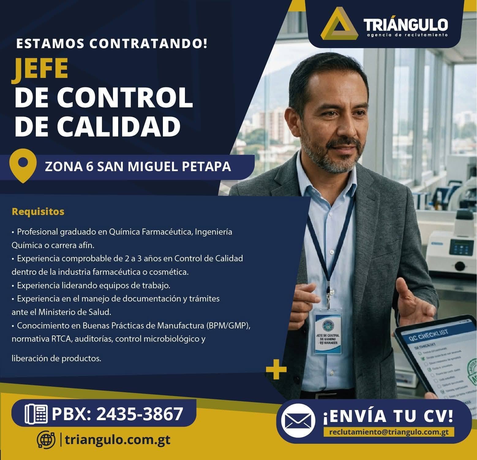 OFERTA LABORAL PARA QUÍMICO (A) FARMACÉUTICO (A)