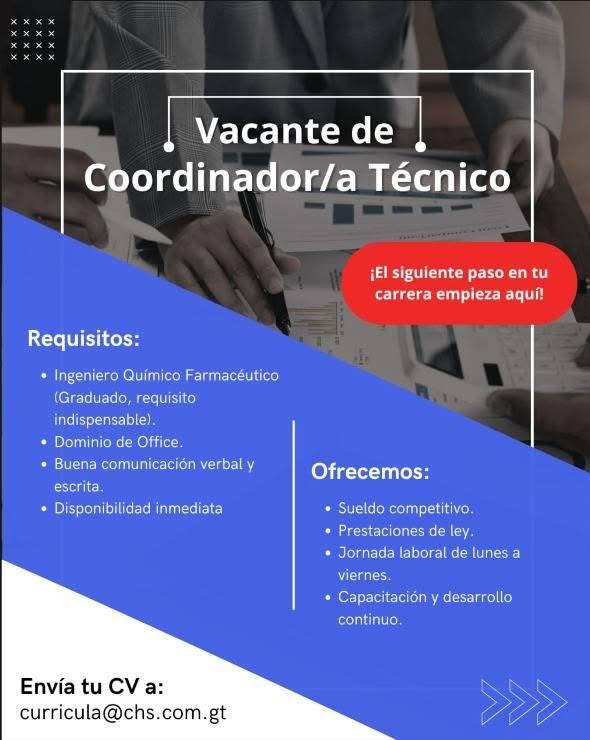 OFERTA LABORAL PARA QUÍMICO (A) FARMACÉUTICO (A)