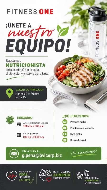 OFERTA LABORAL PARA NUTRICIONISTA