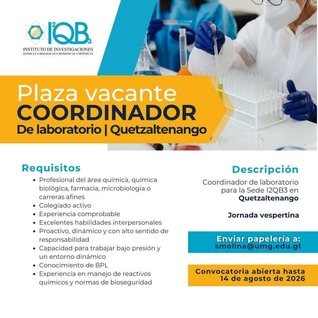 OFERTA LABORAL PARA QUÍMICO (A) BIÓLOGO (A)