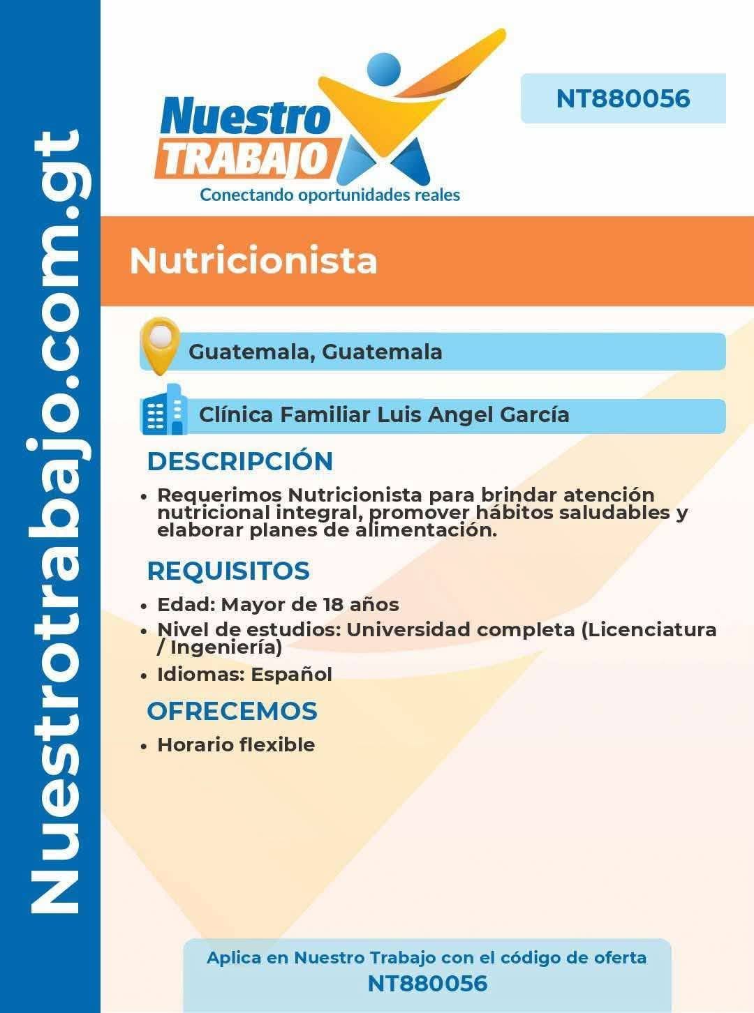 OFERTA LABORAL PARA NUTRICIONISTA