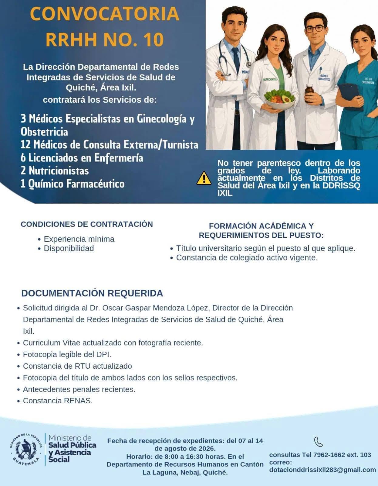 OFERTA LABORAL PARA NUTRICIONISTAS Y QUÍMICOS FARMACÉUTICOS