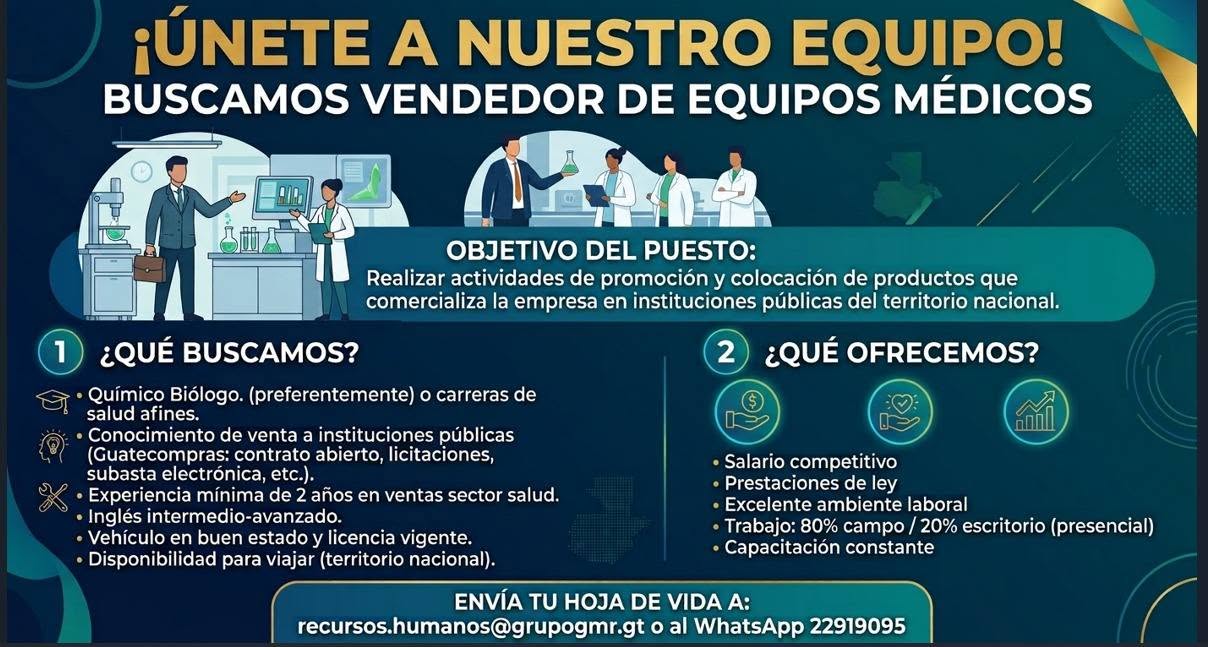 OFERTA LABORAL PARA QUÍMICO (A) BIÓLOGO (A)