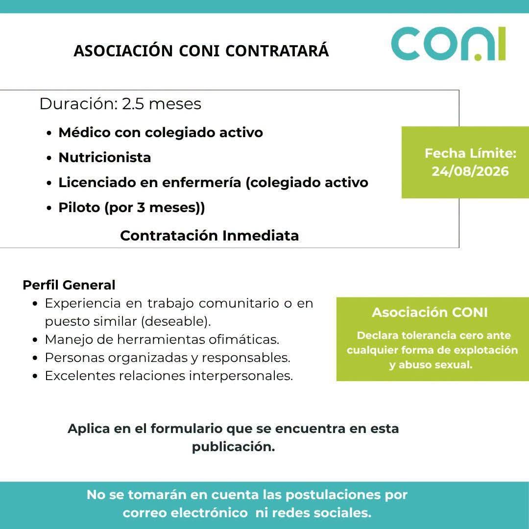 OFERTA LABORAL PARA NUTRICIONISTA