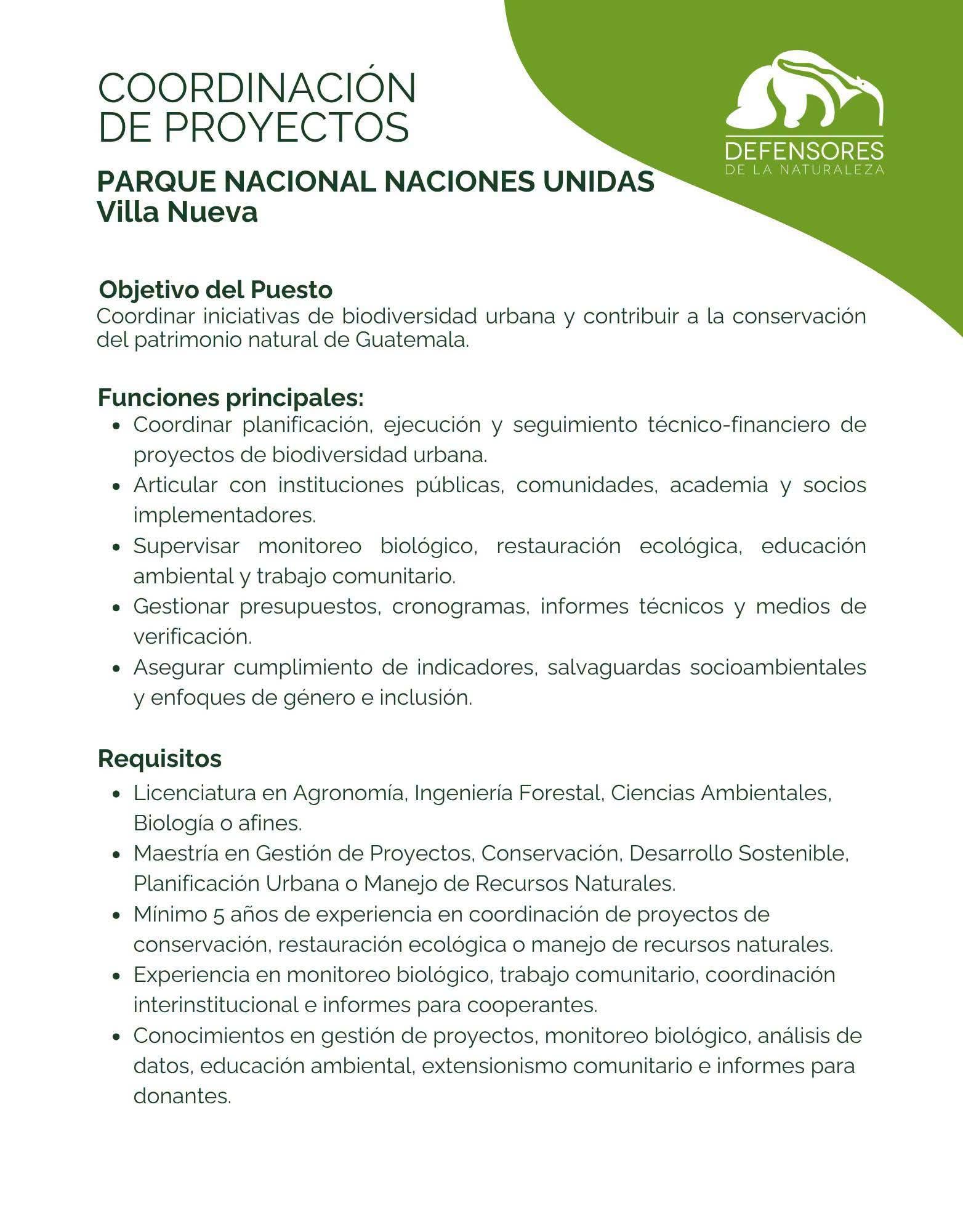 OFERTA LABORAL PARA BIÓLOGO (A)