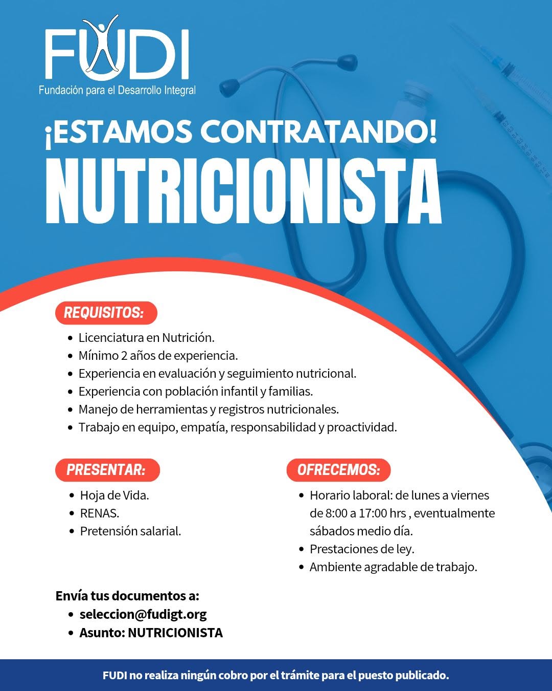 OFERTA LABORAL PARA NUTRICIONISTAS